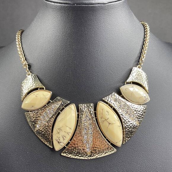 Vintage Necklace Rhinestone Bib Choker  U23 - Picture 2 of 7